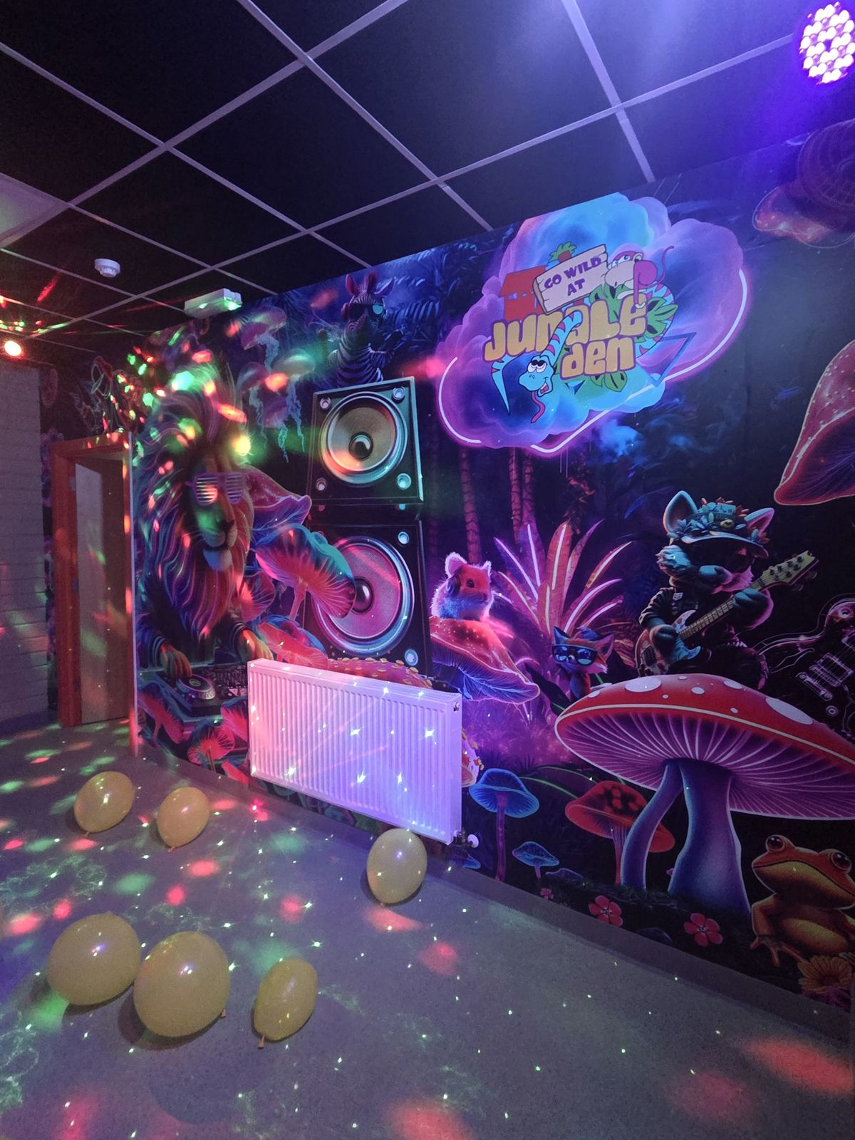 UV disco room at Jungle Den Newbridge